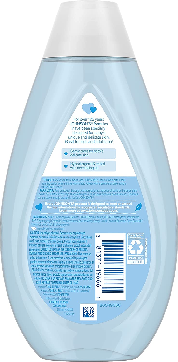 Johnson's Baby Bubble Bath for Gentle Baby Skin Care, Paraben-Free & Pediatrician-Tested Baby Bubble Bath, Hypoallergenic, Tear-Free, Dye-, Phthalate- & Sulfate-Free, 13.6 fl. oz - Image 3